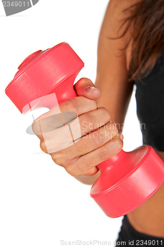 Image of Weights in the hands of a young woman