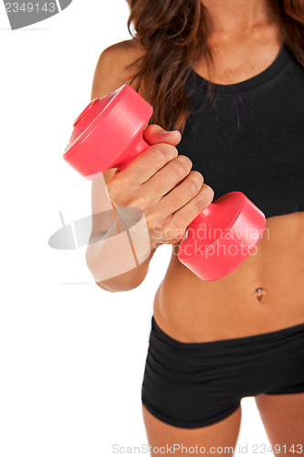 Image of Weights in the hands of a young woman