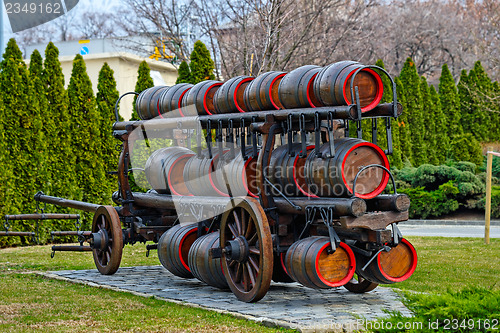 Image of Beer transportation in wooden barrels