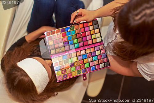 Image of Large makeup palette used by an makeup artist