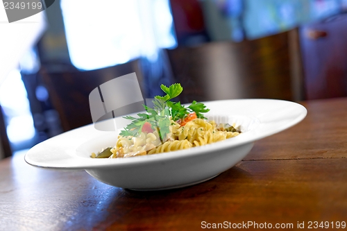 Image of Delicious pasta on white plate