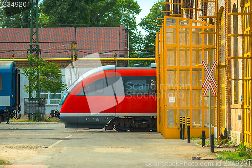 Image of Fast and modern train parking in the garage