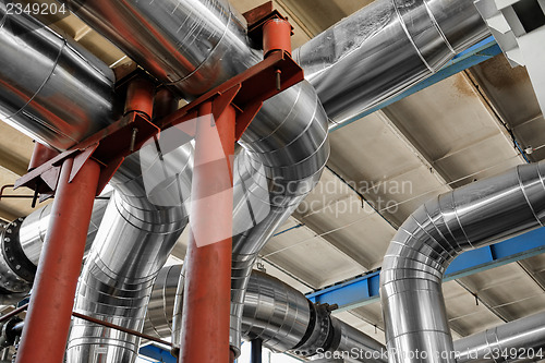 Image of Industrial pipes in a thermal power plant