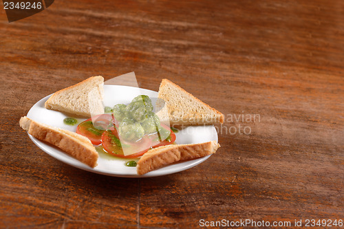 Image of Healthy appetizer with  toast and gnocci