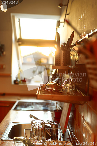 Image of Kitchen at summertime with bright light