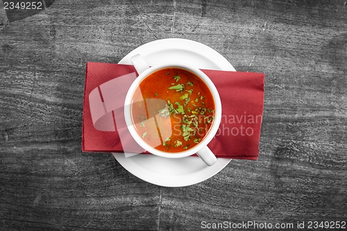 Image of Delicious soup in white dish