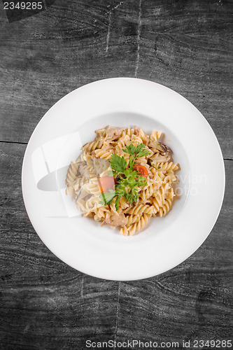 Image of Delicious pasta on white plate