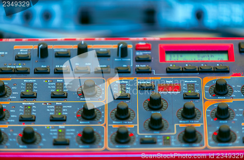 Image of Closeup photo of an audio mixer