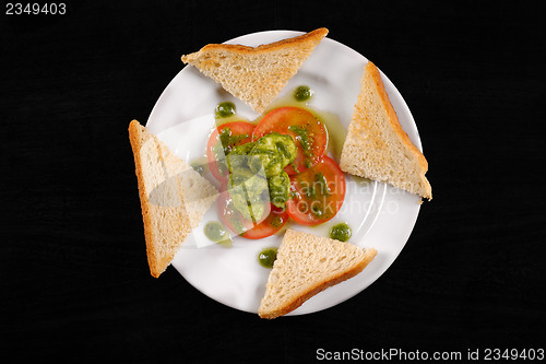 Image of Healthy appetizer with  toast and gnocchi