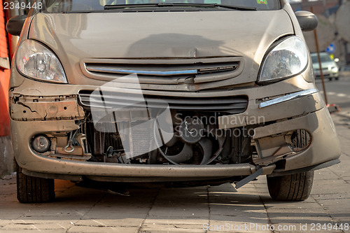 Image of Damaged front part of a car