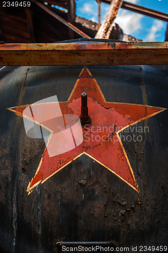 Image of Soviet symbol on a metal background