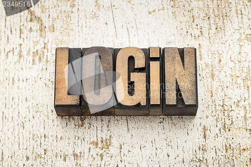 Image of login word in wood type
