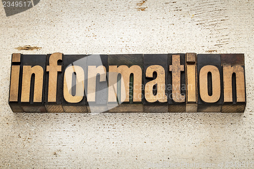 Image of information word in wood type