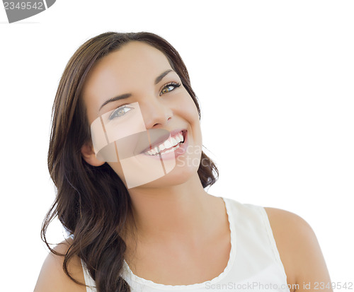 Image of Young Adult Woman Headshot Portrait on White