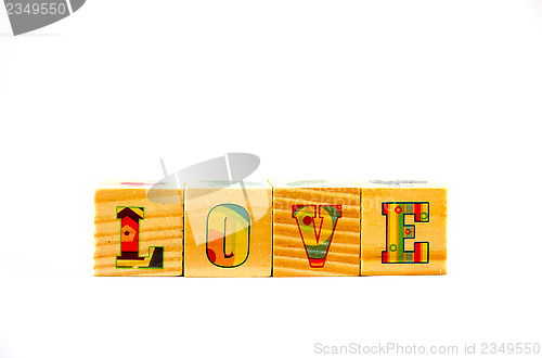 Image of Wooden cubic on white background