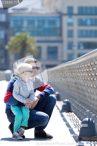 Image of family of two in the city