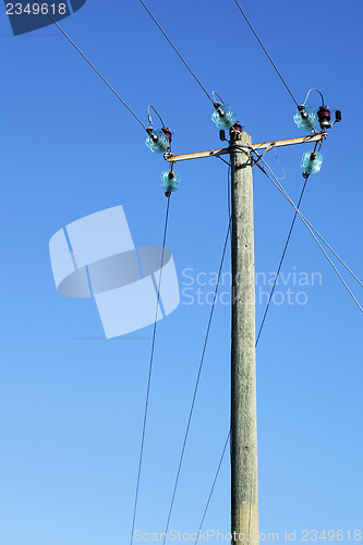 Image of Powerline on wooden pillar