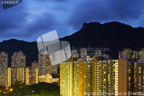 Image of Hong Kong cityscape with lion rock mountain