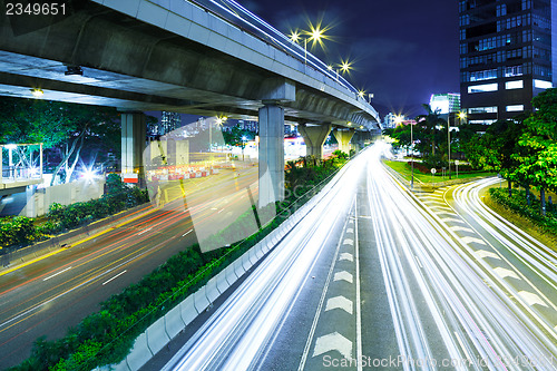 Image of traffic in city at night