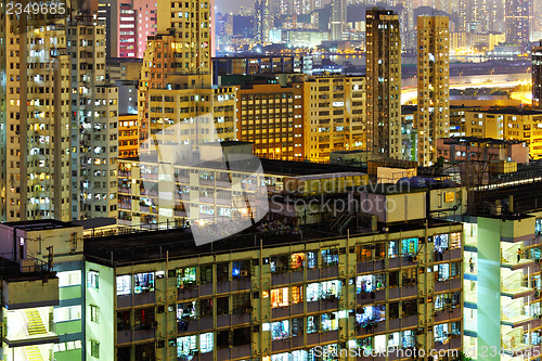 Image of Illuminated architecture in Hong Kong at night