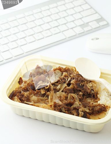 Image of Fast food lunch at office