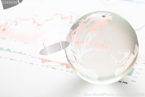 Image of Glass earth ball on the financial chart