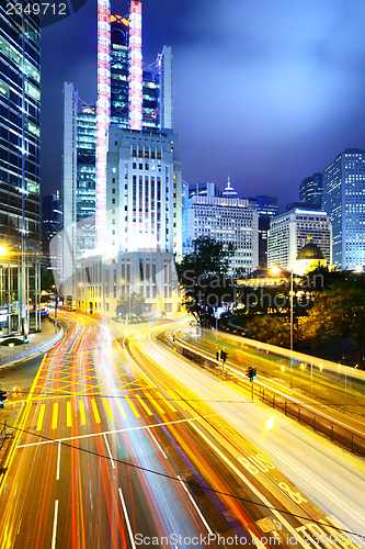 Image of Traffic car light on highway in city