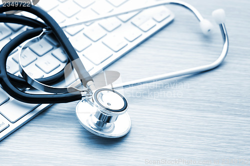 Image of Stethoscope on the keyboard