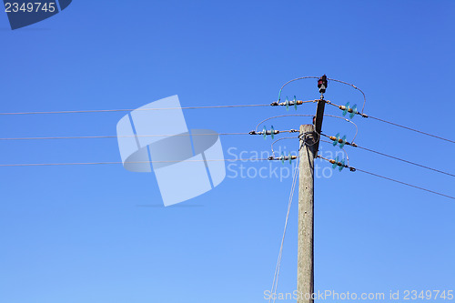 Image of Powerline under blue sky