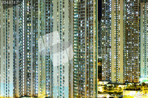 Image of Illuminated residential building in Hong Kong 