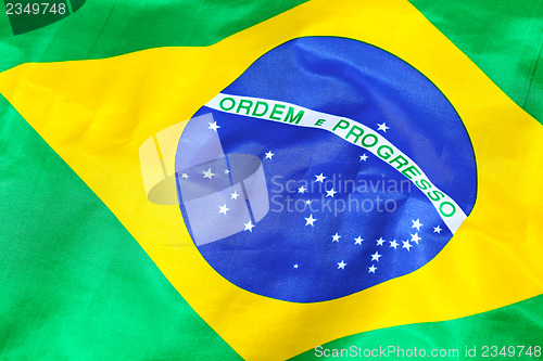 Image of Waving Fabric Flag of Brazil