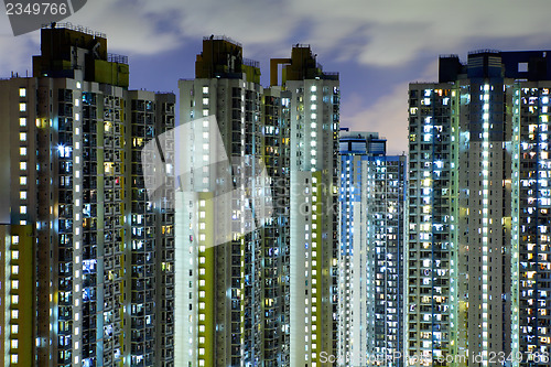 Image of Illuminated residential building in Hong Kong 