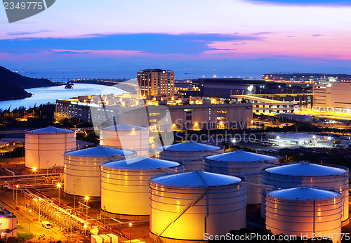 Image of Oil tank at night