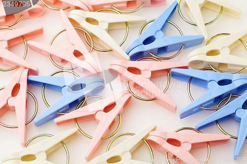 Image of Heap of colorful clothespin