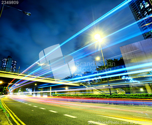 Image of Traffic in city at night