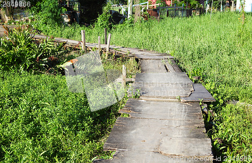 Image of Wooden path in countryside