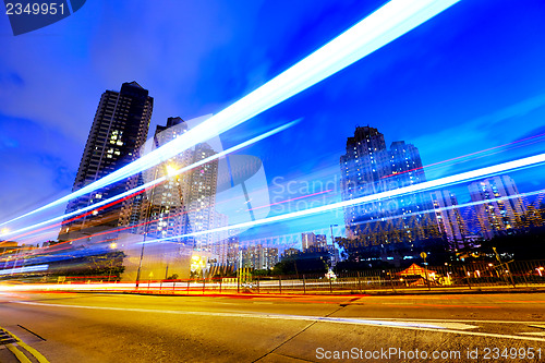 Image of Traffic on highway at dusk 