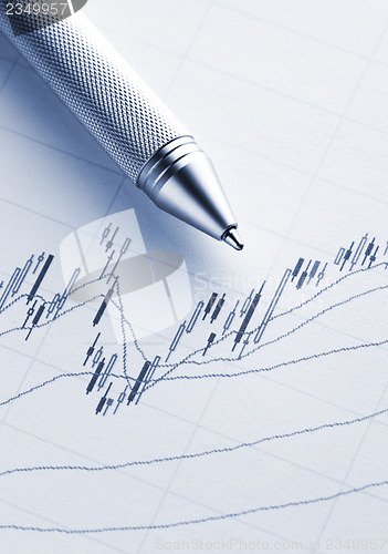 Image of Stock market graph with pen