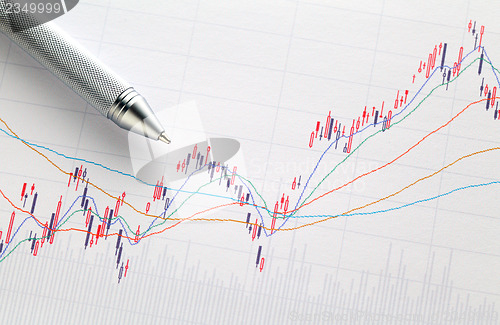 Image of Stock market graph with pen