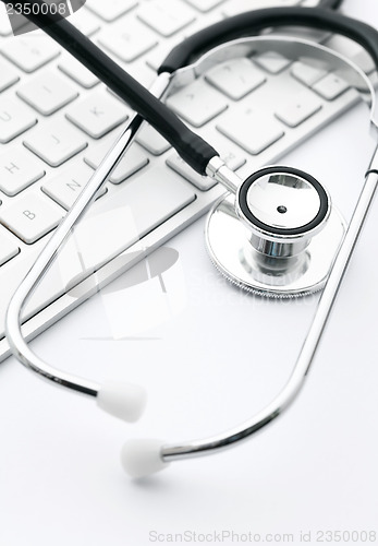 Image of Stethoscope on the keyboard