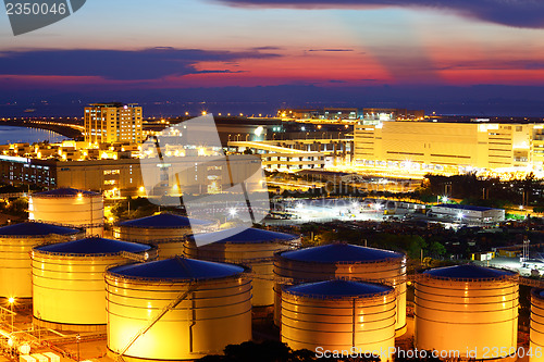 Image of Oil tank in cargo service terminal at night