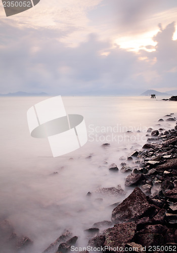 Image of Sea coast wave and rock 