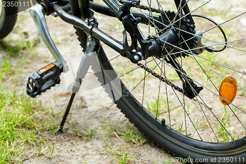 Image of detail of parked bike