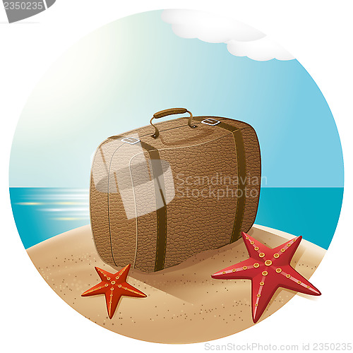 Image of Suitcase At The Sea Beach