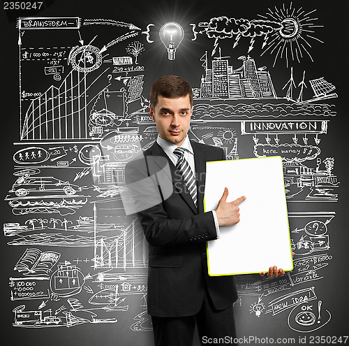 Image of Idea Concept businessman with empty write board