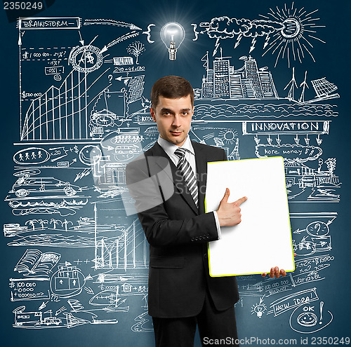 Image of Idea Concept businessman with empty write board