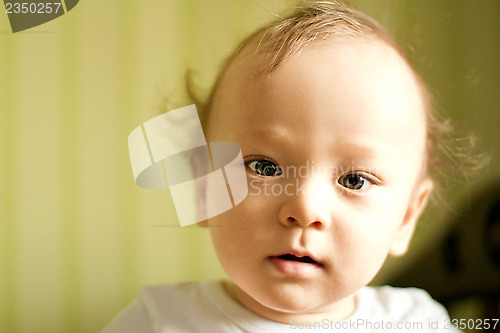 Image of Cute baby boy with funny hair