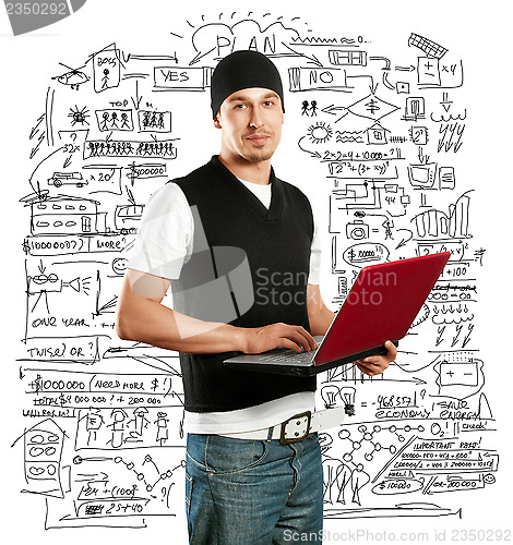 Image of Young Man With Laptop