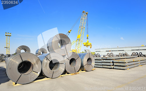 Image of roll steel in harbor