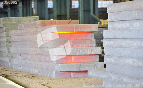 Image of stack of hot steel 